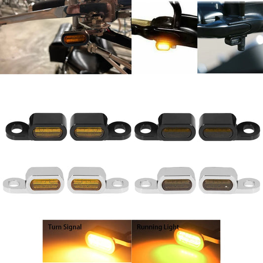 2PCS Mini LED Turn Signal Amber Light 12V E Mark For Harley Softail Breakout 16-17 Touring Road King Glide 14-20