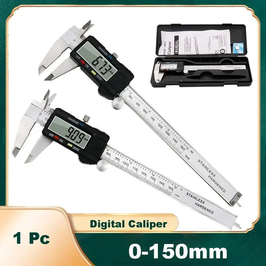 6 Inch Digital Vernier Caliper 150mm Electronic Digital Caliper Gauge Stainless Steel Micrometer  Tool