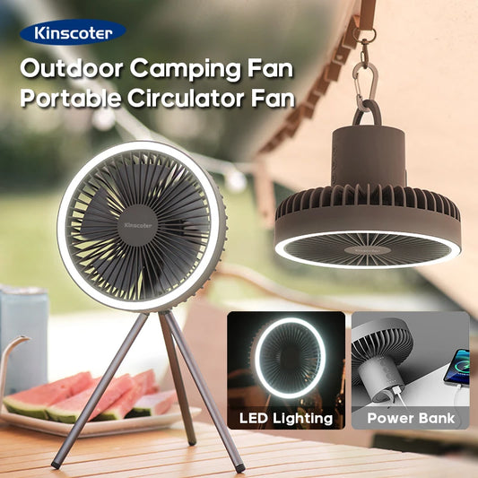 10000mAh 4000mAh Camping Fan  Circulator Wireless Ceiling Electric Fan with Power Bank LED Lighting